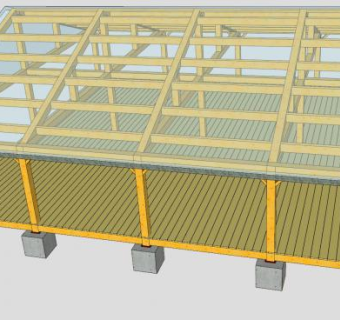 仓库木制梁架屋顶玻璃棚SU模型下载_sketchup草图大师SKP模型