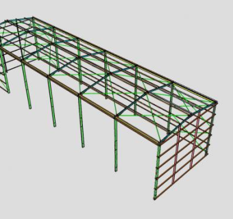 机库金属梁架设计SU模型下载_sketchup草图大师SKP模型