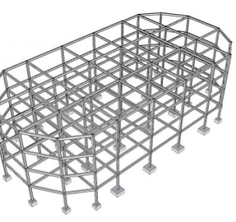 四层钢框架建筑SU模型下载_sketchup草图大师SKP模型