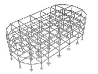 四层钢框架建筑SU模型下载_sketchup草图大师SKP模型