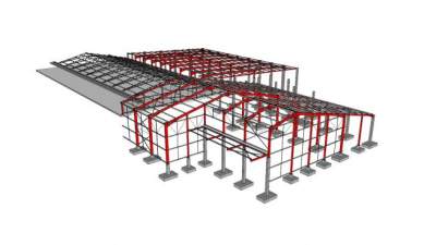 现代大型钢制建筑梁架SU模型下载_sketchup草图大师SKP模型