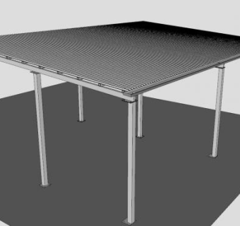 户外钢制遮雨遮阳棚SU模型下载_sketchup草图大师SKP模型