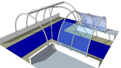 室内走道拱顶雨棚梁架SU模型下载_sketchup草图大师SKP模型