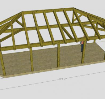 木制建筑梁架SU模型下载_sketchup草图大师SKP模型