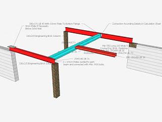 建筑钢铁房梁架设计SU模型下载_sketchup草图大师SKP模型