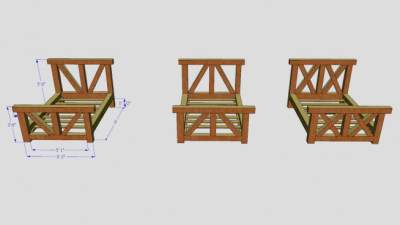 木床骨梁架设计SU模型下载_sketchup草图大师SKP模型