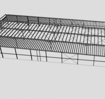 单层建筑钢制梁架SU模型下载_sketchup草图大师SKP模型