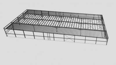 单层建筑钢制梁架SU模型下载_sketchup草图大师SKP模型