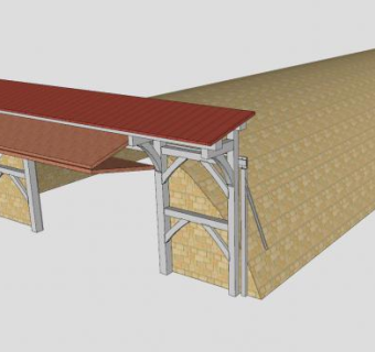 拱形车间折叠大门廊架SU模型下载_sketchup草图大师SKP模型