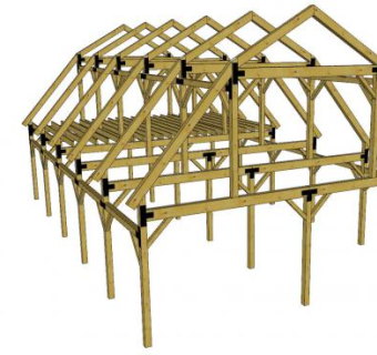 横梁木骨架仓架SU模型下载_sketchup草图大师SKP模型