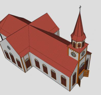 教会堂梁架骨建筑SU模型下载_sketchup草图大师SKP模型