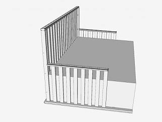 双人床沙发骨架设计SU模型下载_sketchup草图大师SKP模型