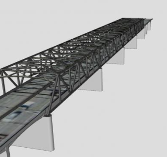跨河大桥钢制梁架SU模型下载_sketchup草图大师SKP模型