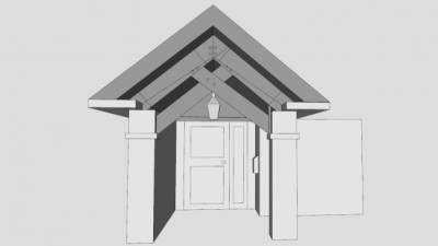 房屋大门翦式桁架SU模型下载_sketchup草图大师SKP模型