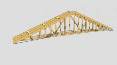 三角木制阁楼桁架SU模型下载_sketchup草图大师SKP模型