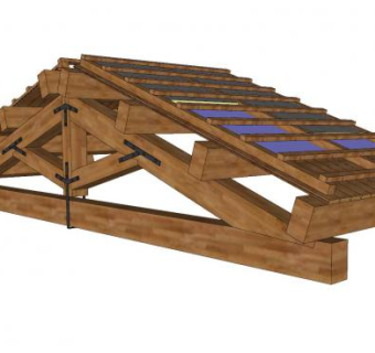 木制桁架木板房梁SU模型下载_sketchup草图大师SKP模型