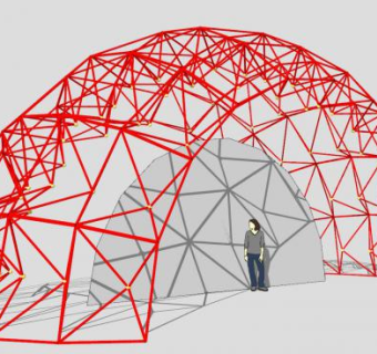 现代弧形梁架设计SU模型下载_sketchup草图大师SKP模型