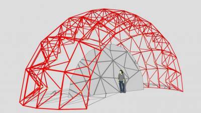 现代弧形梁架设计SU模型下载_sketchup草图大师SKP模型