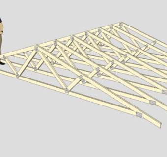 三角房屋廊架桁架SU模型下载_sketchup草图大师SKP模型