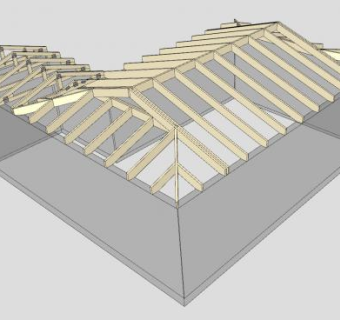 桁架和椽屋顶SU模型下载_sketchup草图大师SKP模型