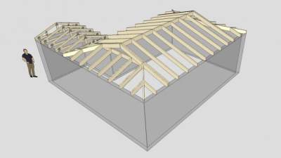 桁架和椽屋顶SU模型下载_sketchup草图大师SKP模型