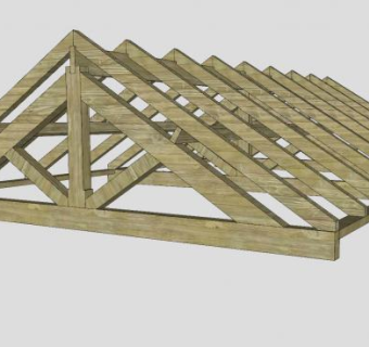 主梁桁架屋顶SU模型下载_sketchup草图大师SKP模型