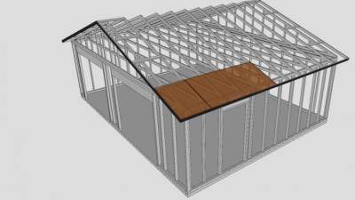 带侧储物柜的车库桁架SU模型下载_sketchup草图大师SKP模型