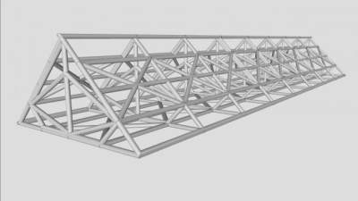 金属管状房屋桁架结构SU模型下载_sketchup草图大师SKP模型