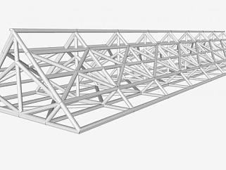 金属管状房屋桁架结构SU模型下载_sketchup草图大师SKP模型