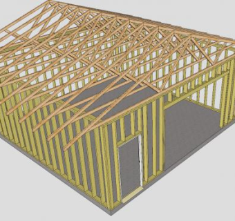 车库屋顶桁架SU模型下载_sketchup草图大师SKP模型