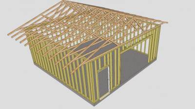 车库屋顶桁架SU模型下载_sketchup草图大师SKP模型