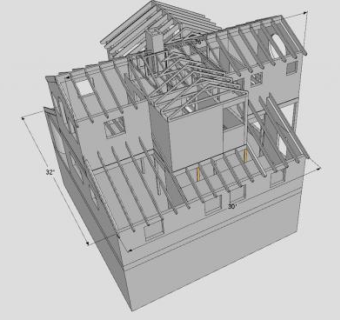 现代住宅屋顶桁架SU模型下载_sketchup草图大师SKP模型