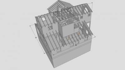 现代住宅屋顶桁架SU模型下载_sketchup草图大师SKP模型