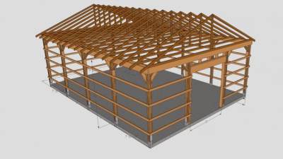 木构造桁架SU模型下载_sketchup草图大师SKP模型