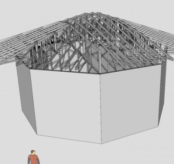 环形屋顶桁架SU模型下载_sketchup草图大师SKP模型