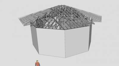 环形屋顶桁架SU模型下载_sketchup草图大师SKP模型