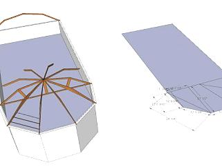 餐厅屋顶<em>框架</em>SU模型下载_sketchup草图大师SKP模型
