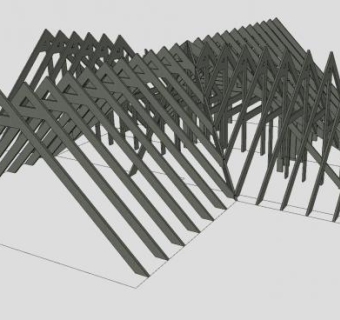大型老房子的屋架SU模型下载_sketchup草图大师SKP模型