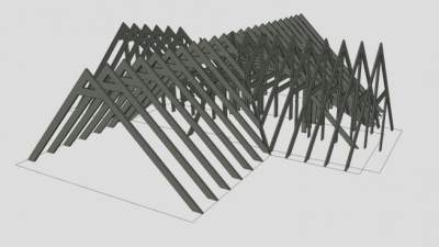 大型老房子的屋架SU模型下载_sketchup草图大师SKP模型