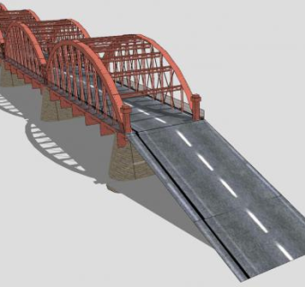 桥梁拱形钢桁架SU模型下载_sketchup草图大师SKP模型