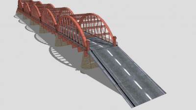 桥梁拱形钢桁架SU模型下载_sketchup草图大师SKP模型