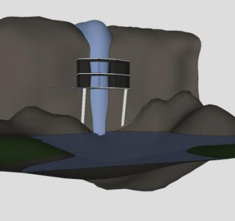 假山流水瀑布景观SU模型下载_sketchup草图大师SKP模型