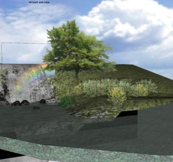 自然风景山丘瀑布植物SU模型下载_sketchup草图大师SKP模型