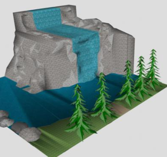 假山流水池塘SU模型下载_sketchup草图大师SKP模型