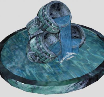 现代陶罐水景瀑布喷泉SU模型下载_sketchup草图大师SKP模型