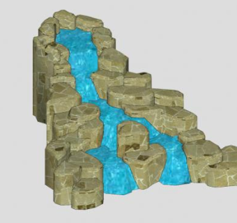 假山瀑布观景SU模型下载_sketchup草图大师SKP模型