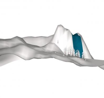 雪山场景瀑布SU模型下载_sketchup草图大师SKP模型