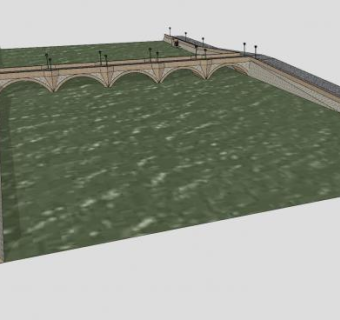 石制拱底直桥SU模型下载_sketchup草图大师SKP模型