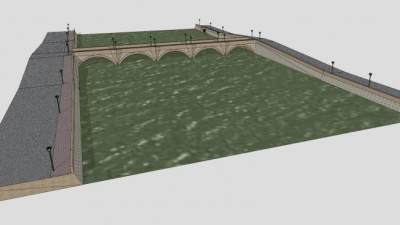 石制拱底直桥SU模型下载_sketchup草图大师SKP模型