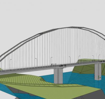 现代跨河公路大桥SU模型下载_sketchup草图大师SKP模型